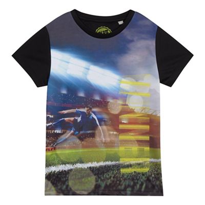 bluezoo Boys' black football scene print t-shirt